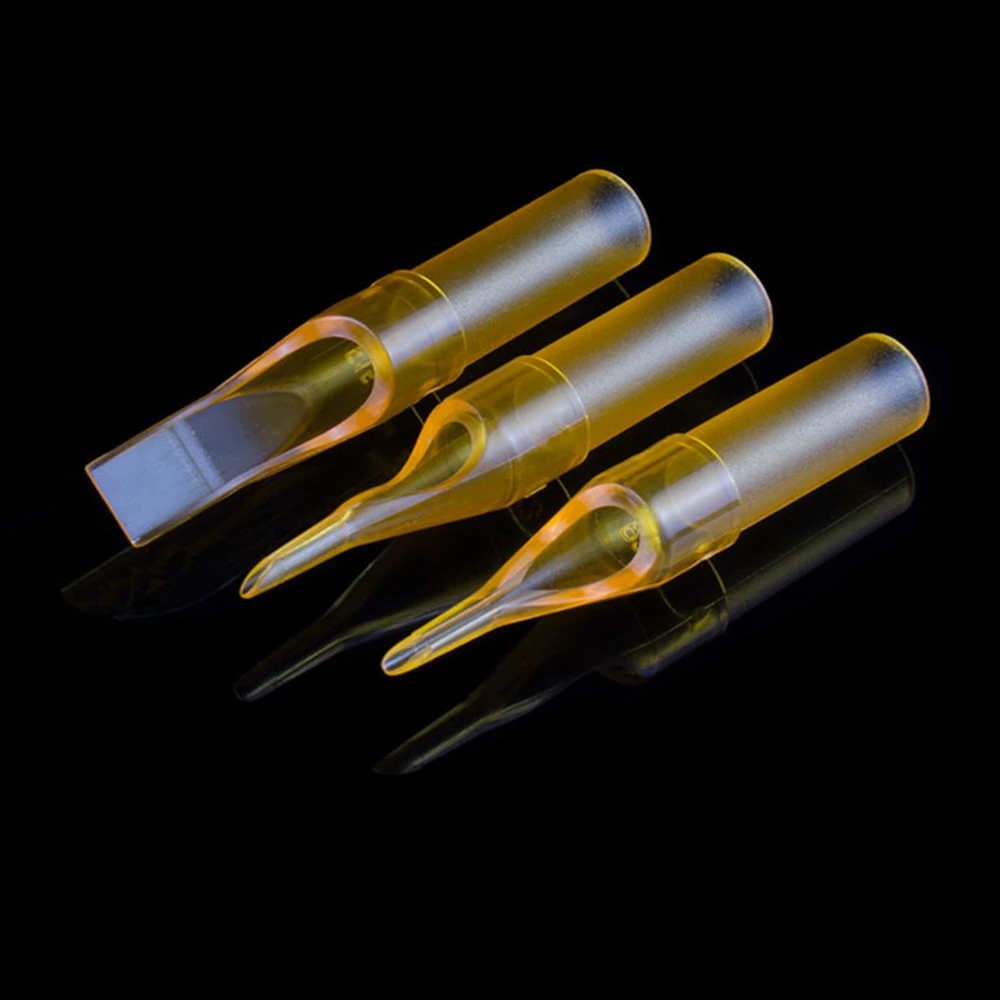 Одноразовые наконечники для татуировок 11F желтые короткие тату-Машинки с