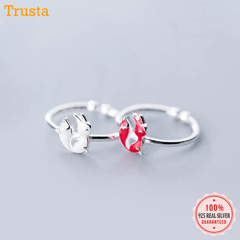 Женское кольцо с лисой Trustdavis регулируемое Открытое из 100% серебра натуральным