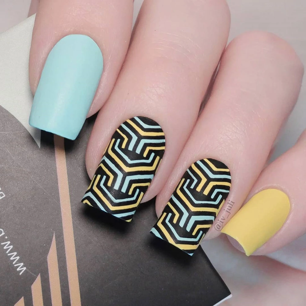 BeautyBigBang Геометрическая круглая штамповка шаблон геометрический узор маникюр