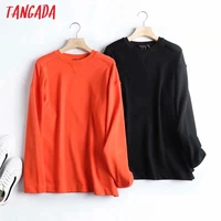 tangada women fashion solid sweatshirts oversize long sleeve o neck loose pullovers female tops 4c77