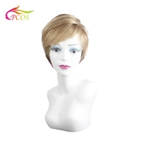 short blonde gradient dark brown wig with bangs for african american black ladies high temperature fiber synthetic hair wigs