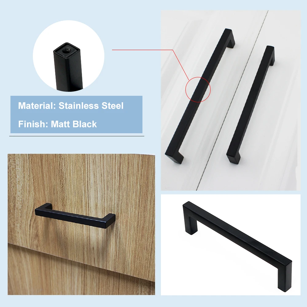 Goldenwarm черный Шкаф ящика ручки тянет квадратный кухонный шкаф мебель комод