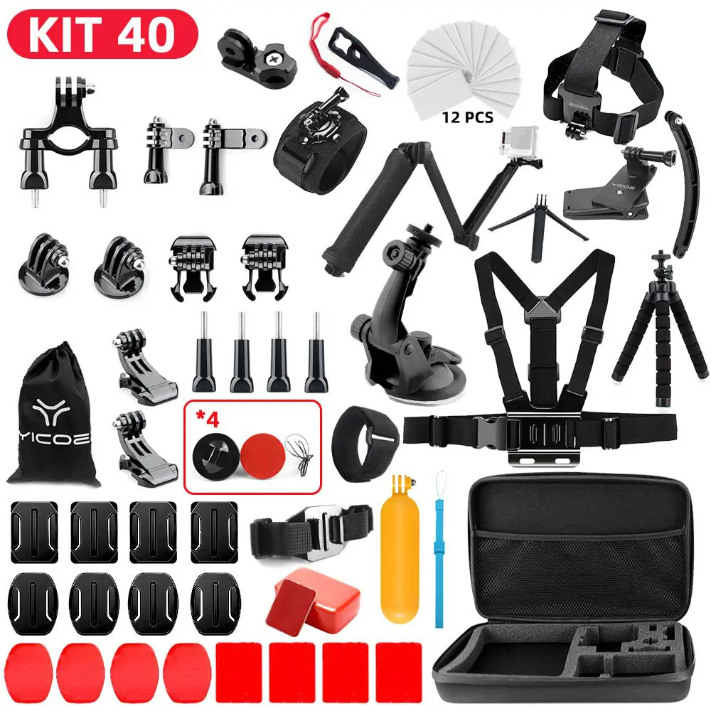 KIT40 Комплект спортивной камеры штатив для селфи палка для Gopro аксессуары Go Pro Hero Session7 6 5 4 3 SJCAM SJ4 SJ6 SJ7 Xiao yi 4k mijia - Цвет: KIT40