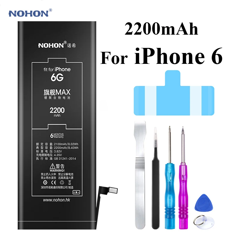 Nohon аккумулятор для Apple iPhone 6 Plus 6 6 P 6 Plus 1810-3480 мАч встроенный телефон литий-полимерные аккумуляторы для iPhone 6 Plus 6 6 P батарея - Цвет: For iPhone 6 2200mAh
