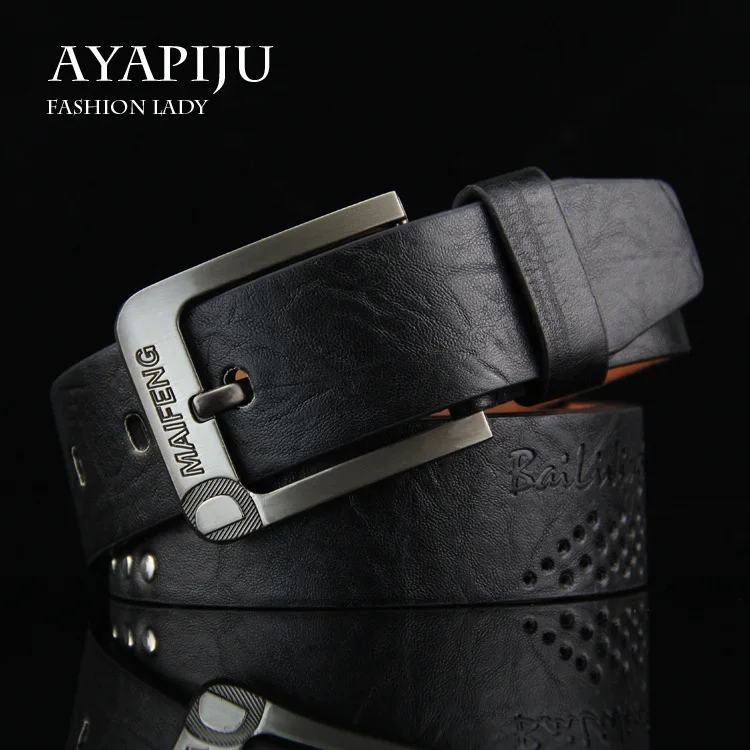 Мужской ремень с заклепками и пряжкой Модный повседневный для джинсов в стиле