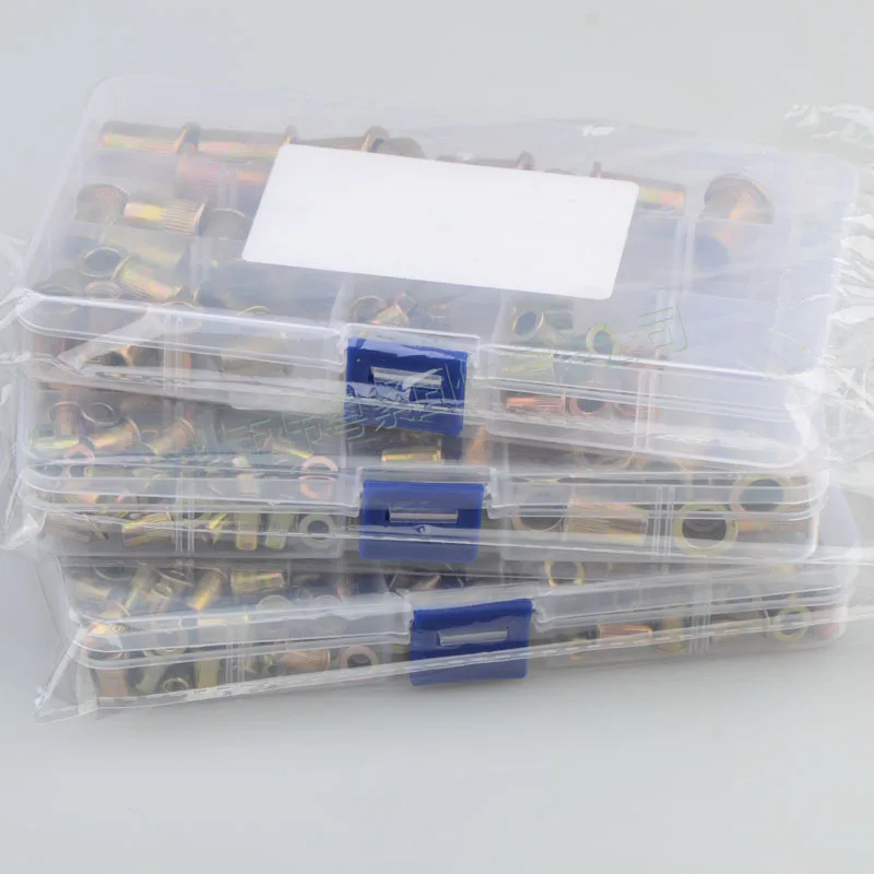 150 шт. набор резьбовых гайек с плоской головкой и вертикальной резьбой из цветного цинка, из углеродистой стали, размеры M3 M4 M5 M6 M8 M10.