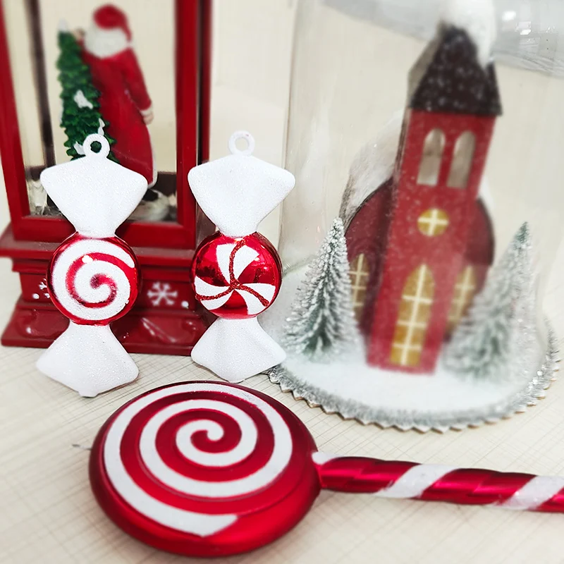 large christmas decorations red and white candy lollipop small stick combination decoration home decoration party decoration free global shipping