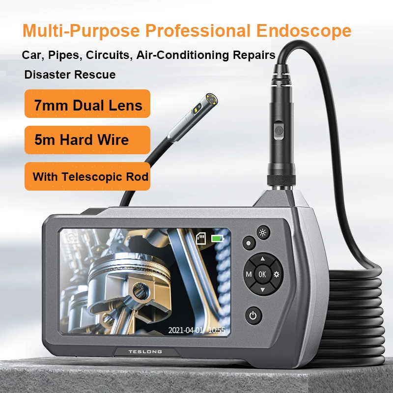 Автомобильный эндоскоп TESLONG 1 МП HD 4 5 дюйма ЖК-монитор 7 мм двойной объектив 1080P
