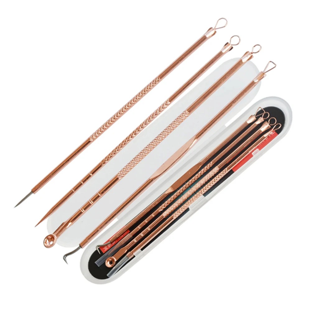 4 шт. экстрактор угрей прыщи инструмент для удаления ложка лица набор игл черные