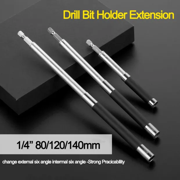 80/120/140mm Magnetic Quick Release Screwdriver Bit Holder Conversion Telescopic Electric Drill Extension 1/4" Hex Shank for Rep
