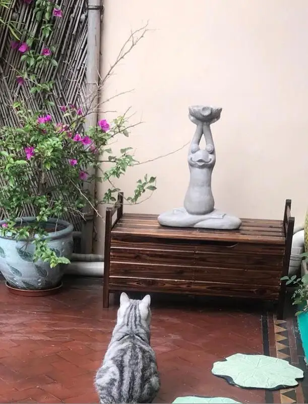 Пасторальная смола мультфильм Йога скульптура лягушки украшения открытый двор