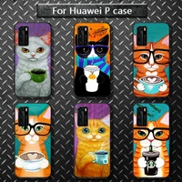coffee milk drink bottle cat phone cases for huawei p40 pro lite p8 p9 p10 p20 p30 psmart 2019 2017 2018