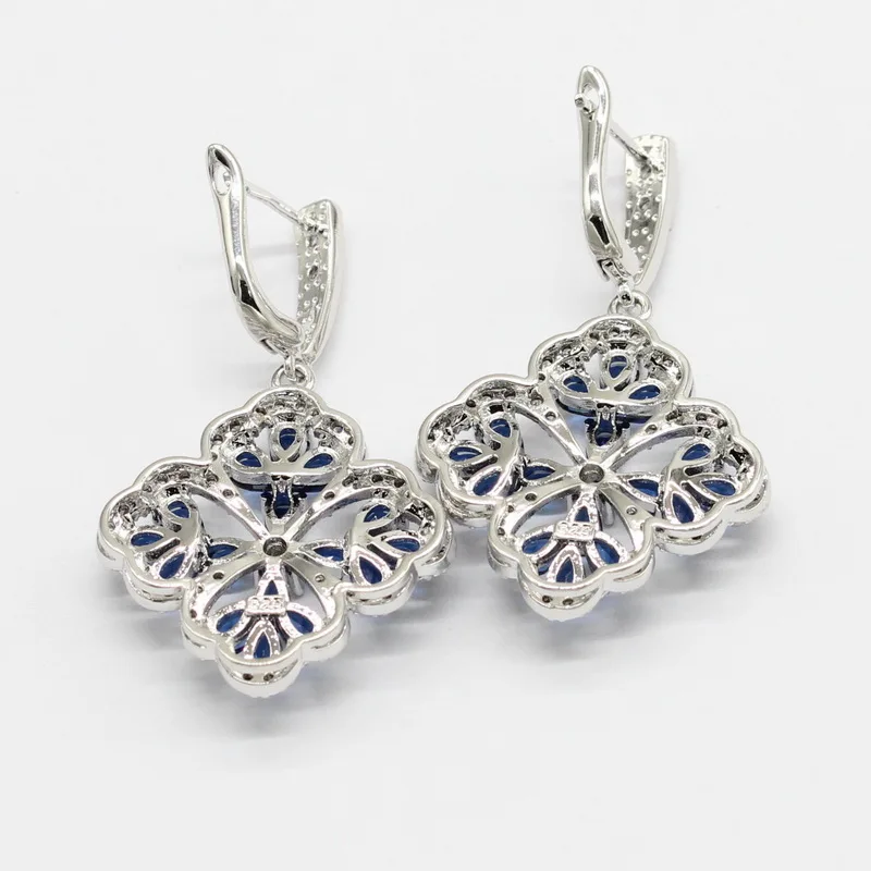 Женские серебряные Ювелирные наборы 2 цвета белый темно-синий серьги кольцо