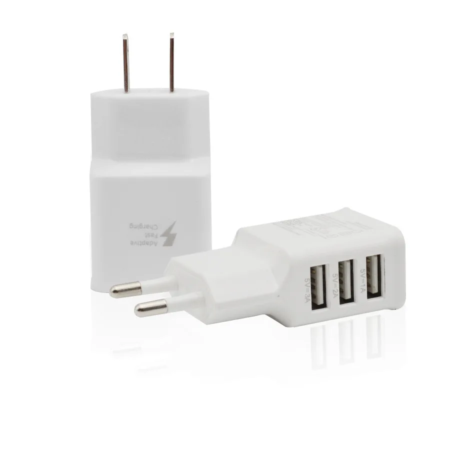 5 В, 2 А, штепсельная вилка европейского стандарта США, 3 порта, USB, универсальное зарядное устройство для мобильного телефона, настенное зарядное устройство переменного тока для дома, путешествий, для iphone, ipad, ipod, зарядное устройство