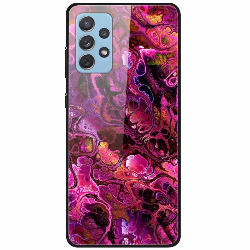 

For Samsung A32 4G Case 6.4'' A325F Colorful Tempered Glass Hard Cover for Samsung Galaxy A32 5G 6.5'' A326B Soft Bumper A 32