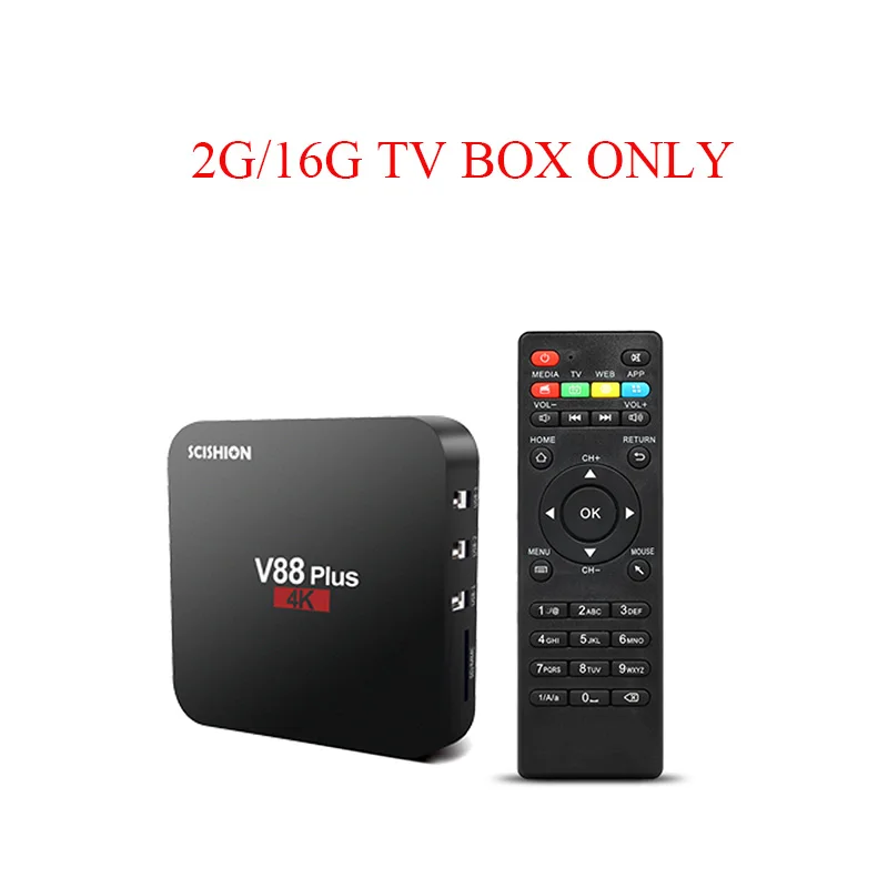 SCISHION V88 плюс Смарт ТВ приставка Android 8,1 RK3229 Четырехъядерный 4K для Android tv 2 Гб 16 Гб Miracast WiFi приставка PK X96 Мини ТВ приставка - Цвет: 2G16G TV BOX ONLY