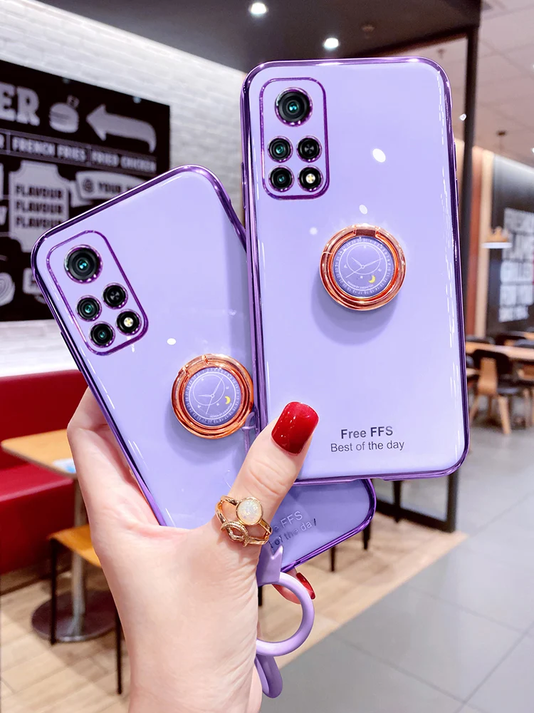 for infinix hot 11s 10 9 play case soft silicone plating slim with ring stand protective back cover case for infinix note 11 11s free global shipping