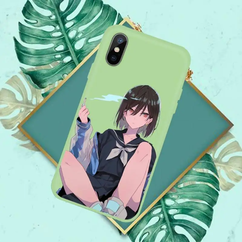 

Sad girl Phone Case Candy Color for iPhone 11 12 mini pro XS MAX 8 7 6 6S Plus X SE 2020 XR