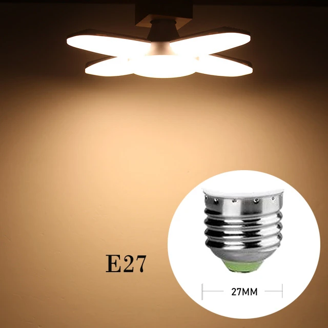 E27 Warm white 60 Вт Складная лопасть вентилятора светодиодный подвесные светильники без мерцания B22 E27 светодиодный лампы 220V 360 градусов угол регулируемый потолочный светильник - Испускаемый цвет: E27 Warm white