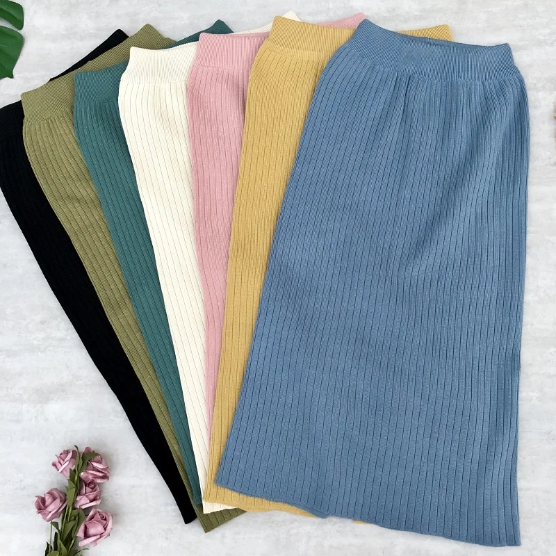 Женские юбки однотонные шерстяные трикотажные ярких цветов s Зимняя женская