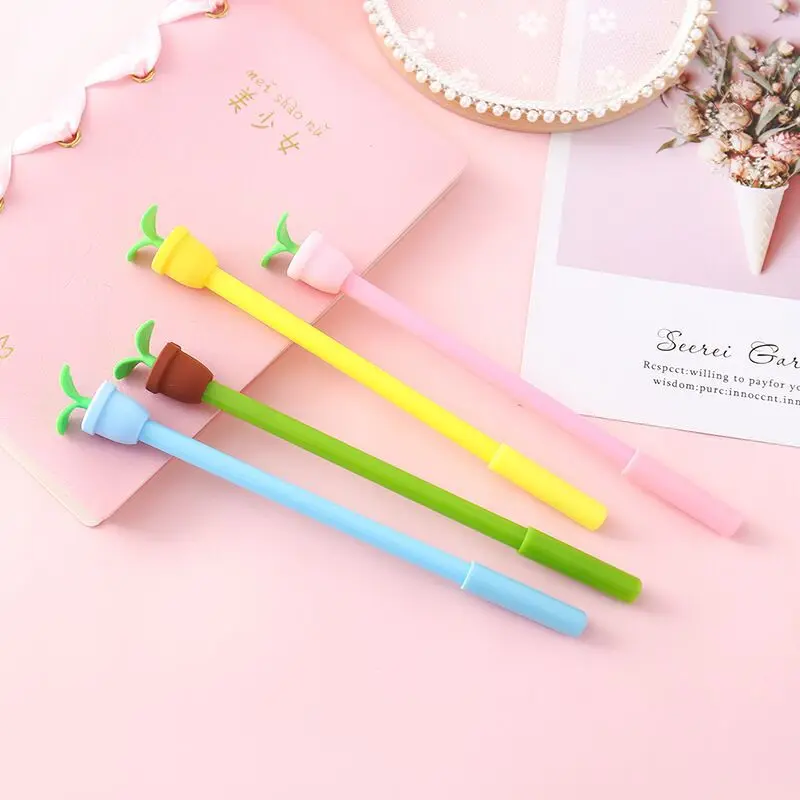 Мультяшная стильная ручка в горшках гелевая канцелярские принадлежности Kawaii