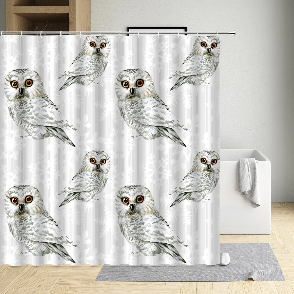 

Funny Animal Shower Curtain Fox Fish Owl Modern Eco-Friendly Waterproof Cloth Bathtub Decor Bath Screen With Hooks