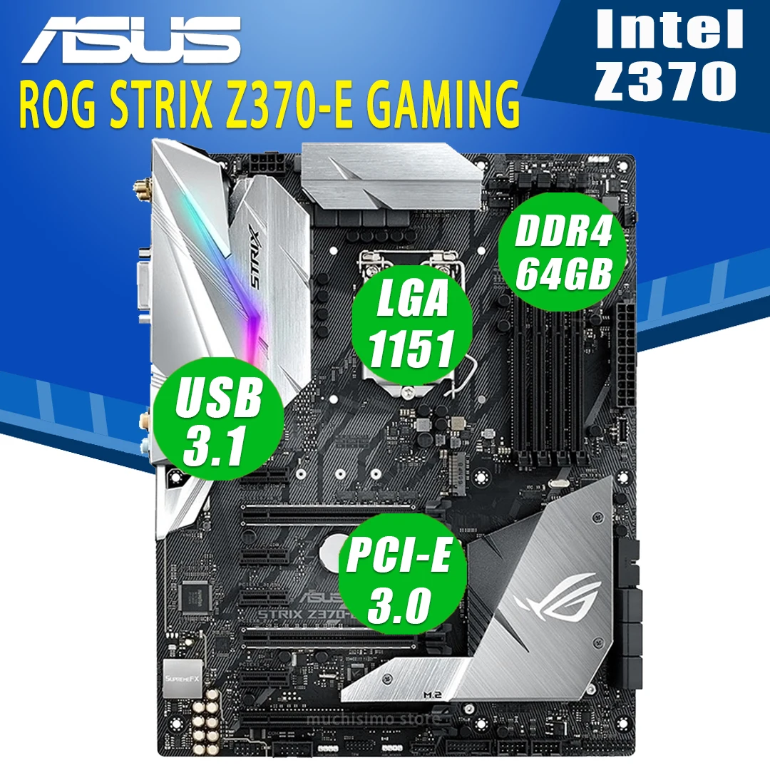 Bestellen LGA 1151 Asus ROG STRIX Z370-E GAMING Motherboard Unterstützung 8th 9th-Gen Intel Core I7/i5/i3 CPU DDR4 Overlocking Z370 Placa-Mãe