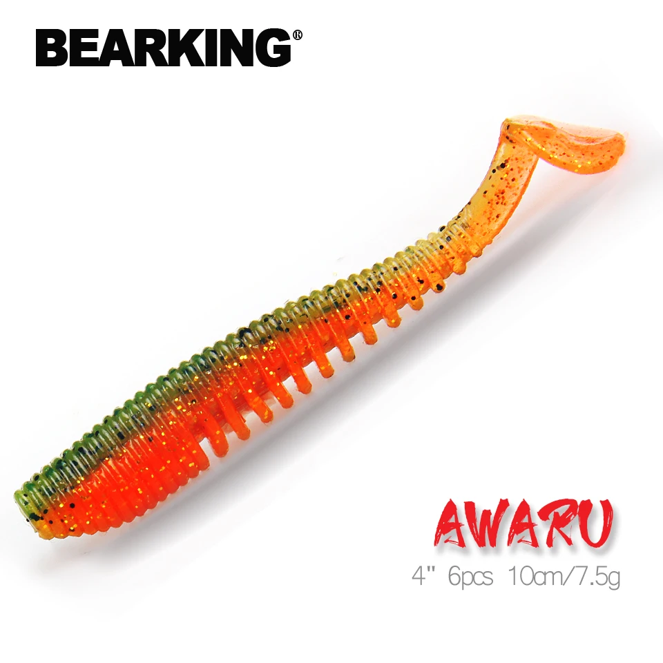 Bearking популярная приманка для рыбалки, Мягкая приманка S06, профессиональная приманка 4 дюйма, 6 шт., 10 см/7,5 г, качественный искусственный карп, воблеры