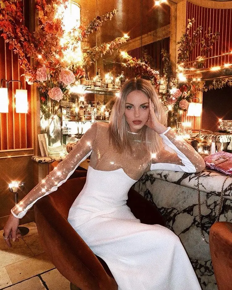 

2020 New Spring Women's Long Sleeve twinkle Sexy Bodycon Knee-Length Dress Bandage Celebrity Fashion Birhday Party Dress