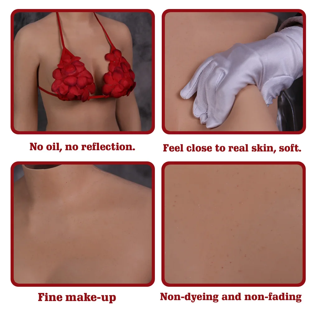 Реалистичная силиконовая грудь с D чашкой не образует масло половина тела