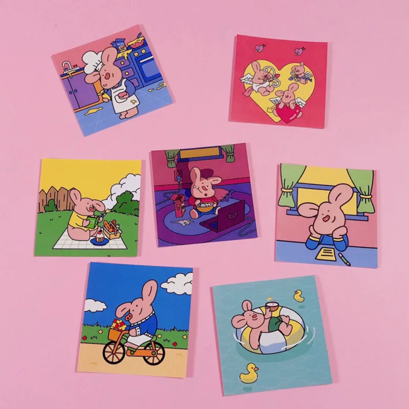 

Japanese Cartoon Pink Pig Postcard Sticker Cute Hand Account Sticker Diy Mobile Phone Decoration Handmade Stickers Scrapbooking