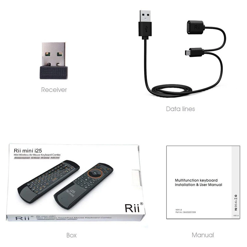 Rii Mini I25 2.4Ghz Air Mouse Remote Control with Keyboard IR Learning for Smart TV Android Box IPTV PC HTPC | Компьютеры и офис