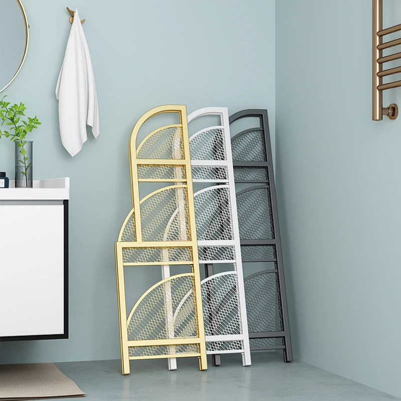 

Creative Simple Multilayer Hollow Iron Corner Frame Modern Fashion Living Room Household Shelf Bathroom Folding Storage Rack