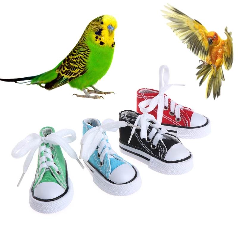 

New Bird Toys Mini Canvas Shoes Chew Bite Decoration Hanging Cage Funny Parrot Craft