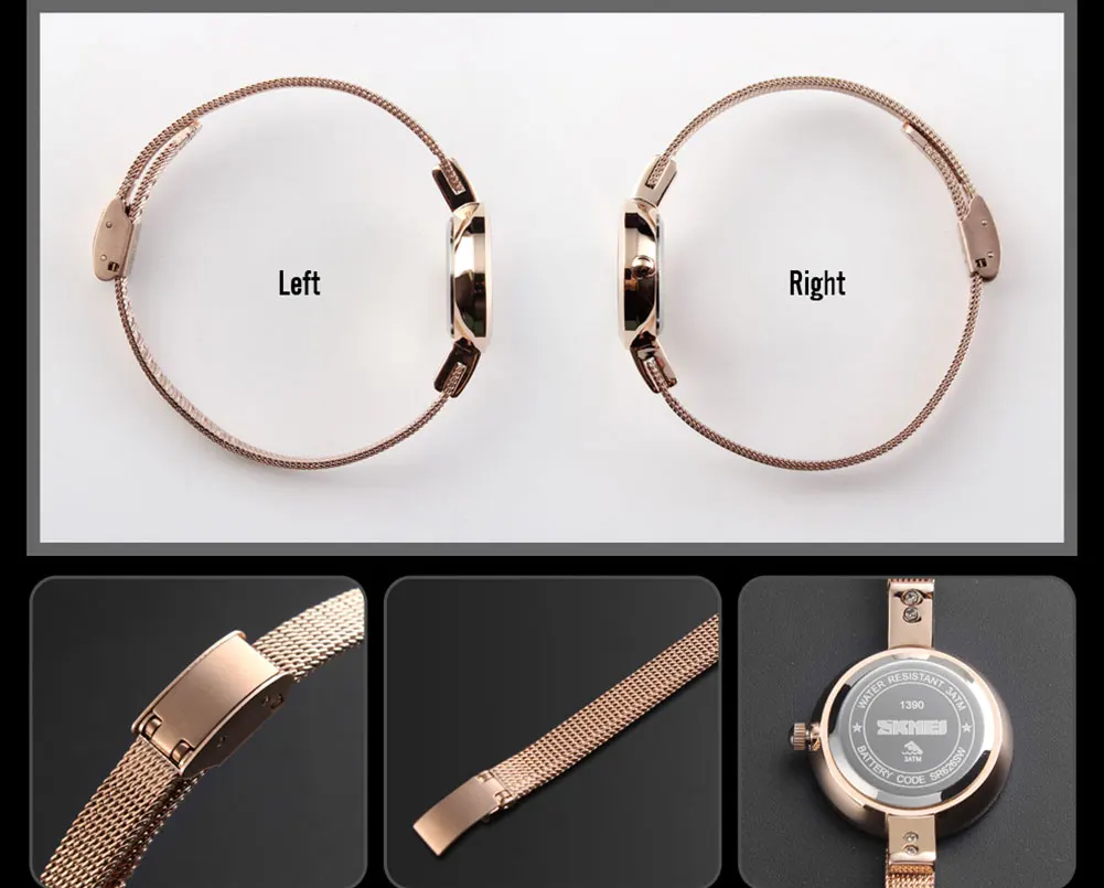 

New Fashion SKMEI Luxury Ladies Watch Women Watch Stainless Steel Thin Strap Female Quartz Wristwatch Relogio Feminino 1390
