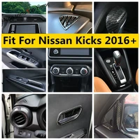 carbon fiber look interior for nissan kicks 2016 2021 gear stall shift knob ac air conditioning panel abs decor cover trim