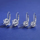 BOEYCJR 925 Серебряные Снежинки карат1 карат2 карата F цветной Муассанит VVS1 Изящные Ювелирные изделия французская застежка Висячие серьги для женщин подарок