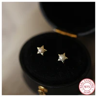 100 925 silver needle simple mini cute peal gold silver star design fashion famle jewelry earrings free shipping