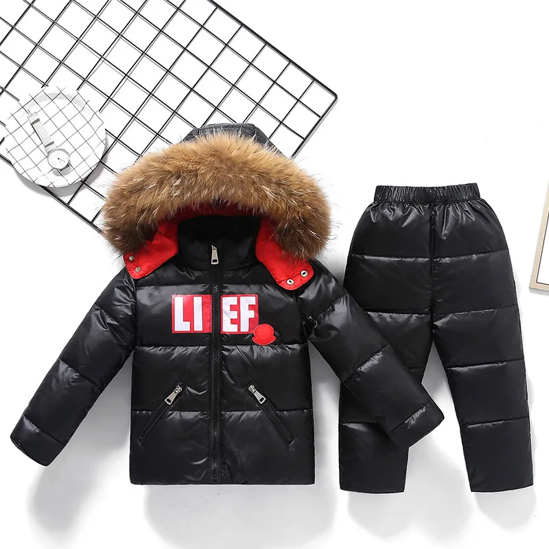 Детский зимний комбинезон на утином пуху с капюшоном до-30 градусов + штаны | Мать и