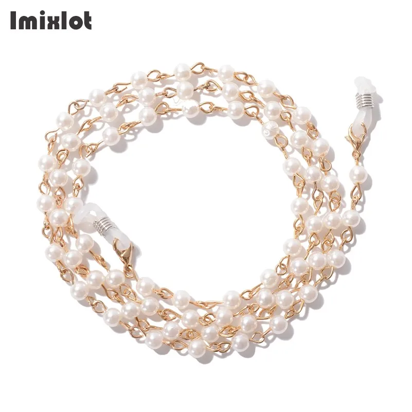 

1PC White Simulated Pearls Glasses Chains Gold Eyeglasses Metal Chain Sunglasses Holder Necklace Eyewear Retainer Accessories