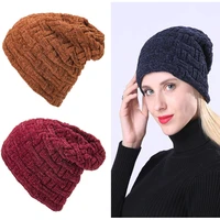 solid color chenille knitted beanies winter warm snow soft comfortable skullies beanies cap men women outdoor leisure hat