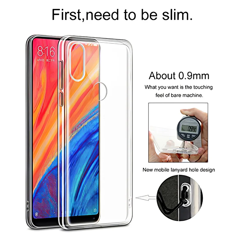 Transparent Silicone Phone Case for Xiaomi Mi Mix 2/2S Back Cover Soft TPU 360 Protective Mix2 Mix2S Shockproof Clear Bumper Gel