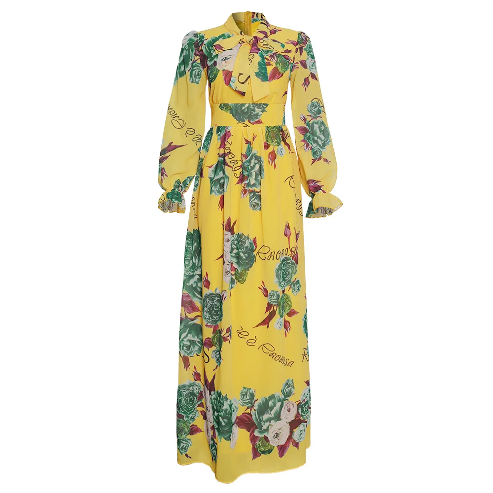 

2021 Hot Sell African Dresses For Women Retro Ethnic Chiffon Printed Swing Nigerian Clothes