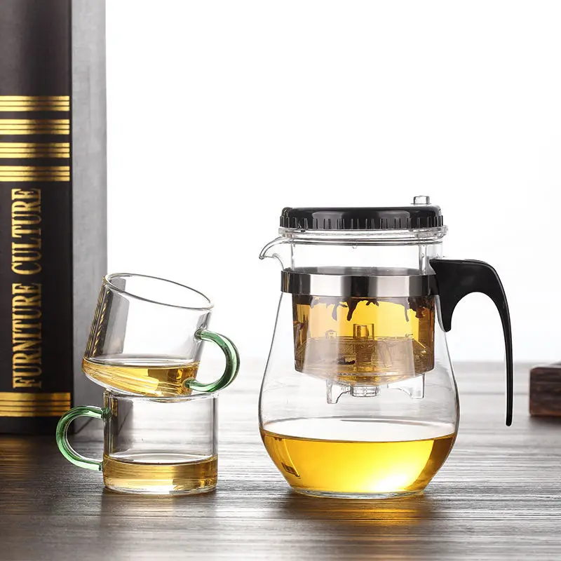 Круглый термостойкий стеклянный чайник высокое качество 500 мл с цветами чашка