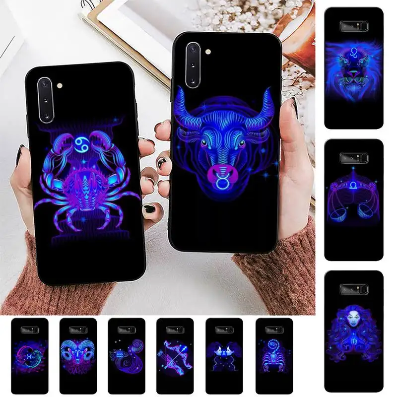 

FHNBLJ Zodiac Signs Phone Case for Samsung Note 3 4 5 7 8 9 10 20 pro lite ultra Oppo A9 2020