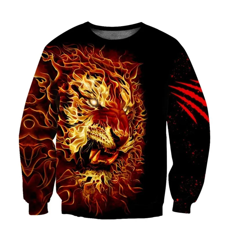 

New fashion brand Hoodie animal angry tiger 3D full body printed men's Hoodie Sweatshirt Unisex zipper Pullover