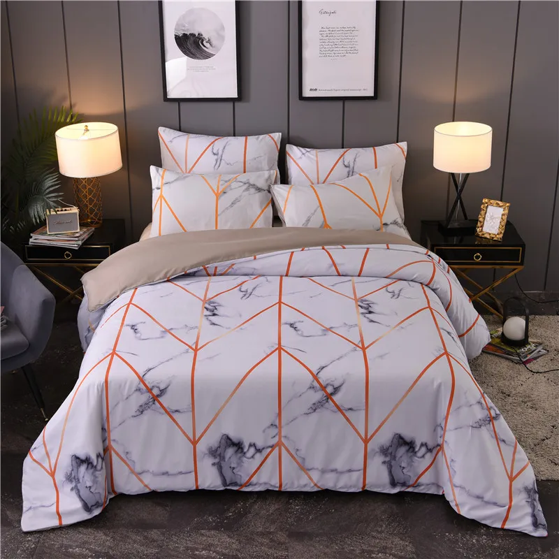 

Home textile marble pattern black and white duvet cover bedding four-piece set single twin double full King Quilt cover set