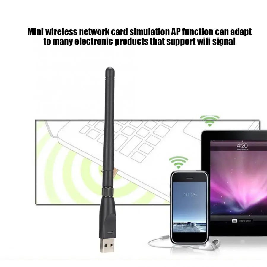 USB беспроводной адаптер Сетевая карта антенна Высокая чувствительность Wifi