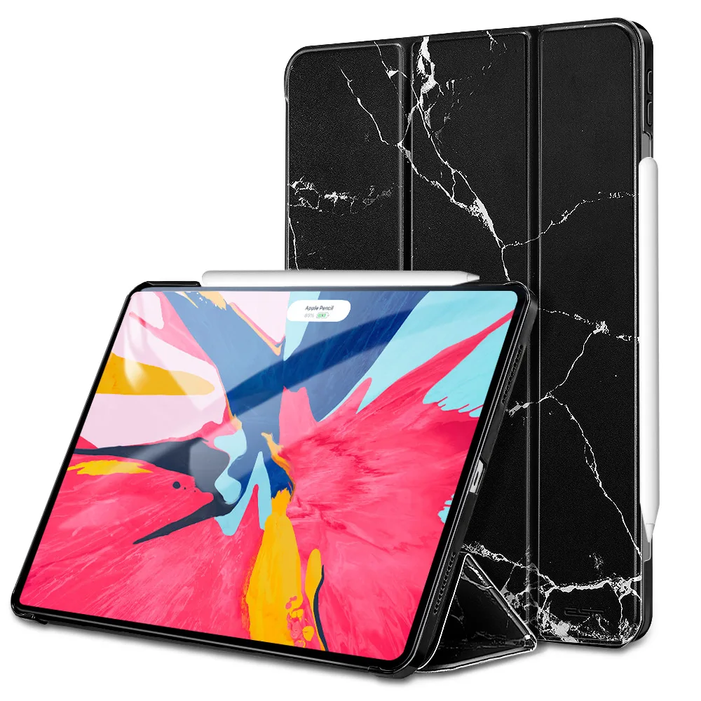 Black ESR Чехол для iPad Pro 11 легкий умный трехслойный чехол из искусственной кожи твердая задняя крышка мраморный чехол для Apple iPad Pro 11 - Цвет: Black