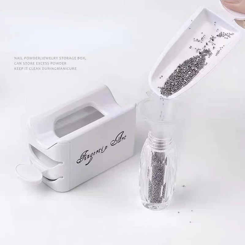 

Пудра для ногтей контейнер для хранения, портативный контейнер для порошка для инфильтрации, Белый Двухслойный контейнер для французского ...